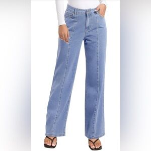 NIMIN Wide Leg High Waisted Baggy Denim Straight Leg Casual Jeans with Pockets